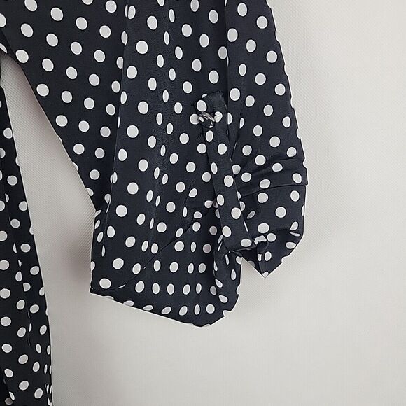 Cocomo Top Womens 3X Polka Dot 3/4 Roll Tab Sleeve Slinky V Neck Blouse Popover - Picture 7 of 10